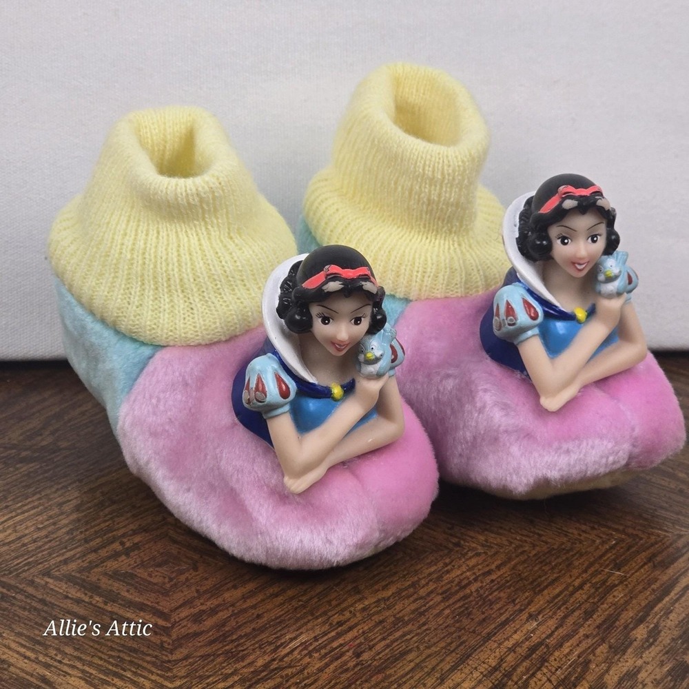 Snow White Slippers Disney Princess Vintage Rare Seven Dwarves Girls Plush 5 6